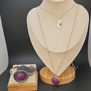 Elegant Purple Necklace and Bracelet Set (2250)